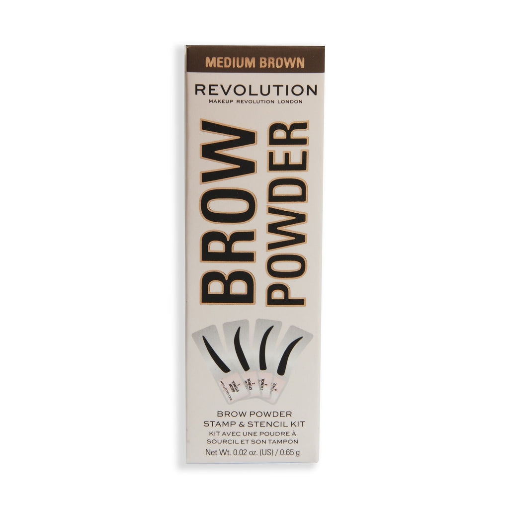 Revolution Brow Powder Stamp & Stencil Kit Medium Brown