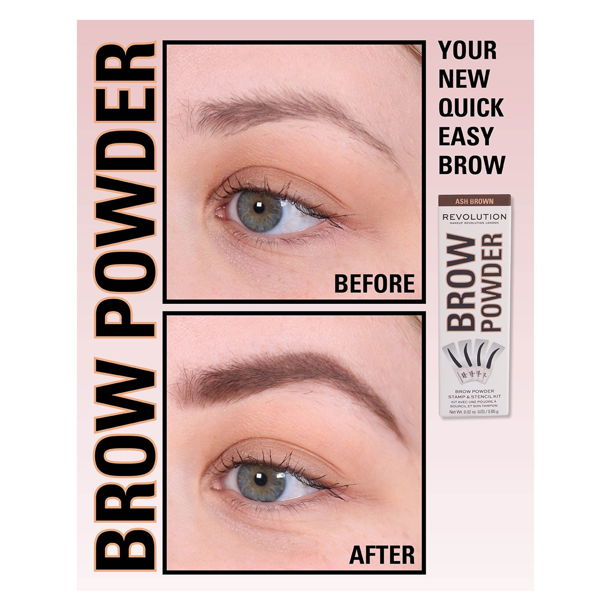 Revolution Brow Powder Stamp & Stencil Kit Ash Brown