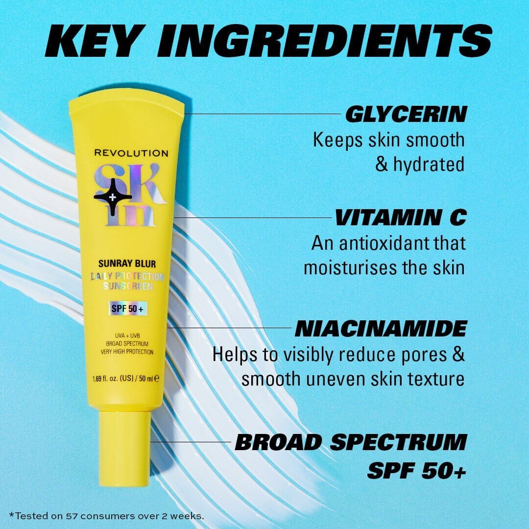 Revolution Skin Sunray Blur Daily Protection Sunscreen SPF 50+ with Niacinamide